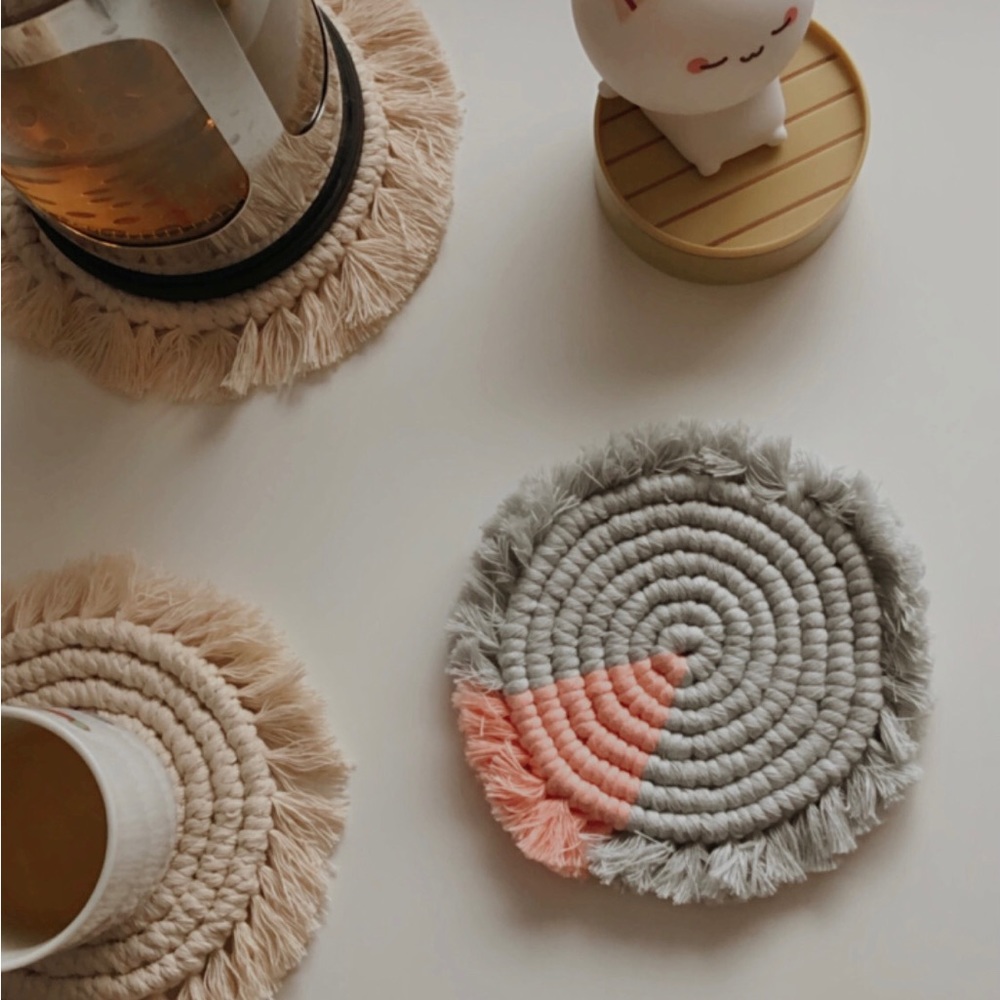 ✨HANDMADE✨ 2 custom macrame coasters
